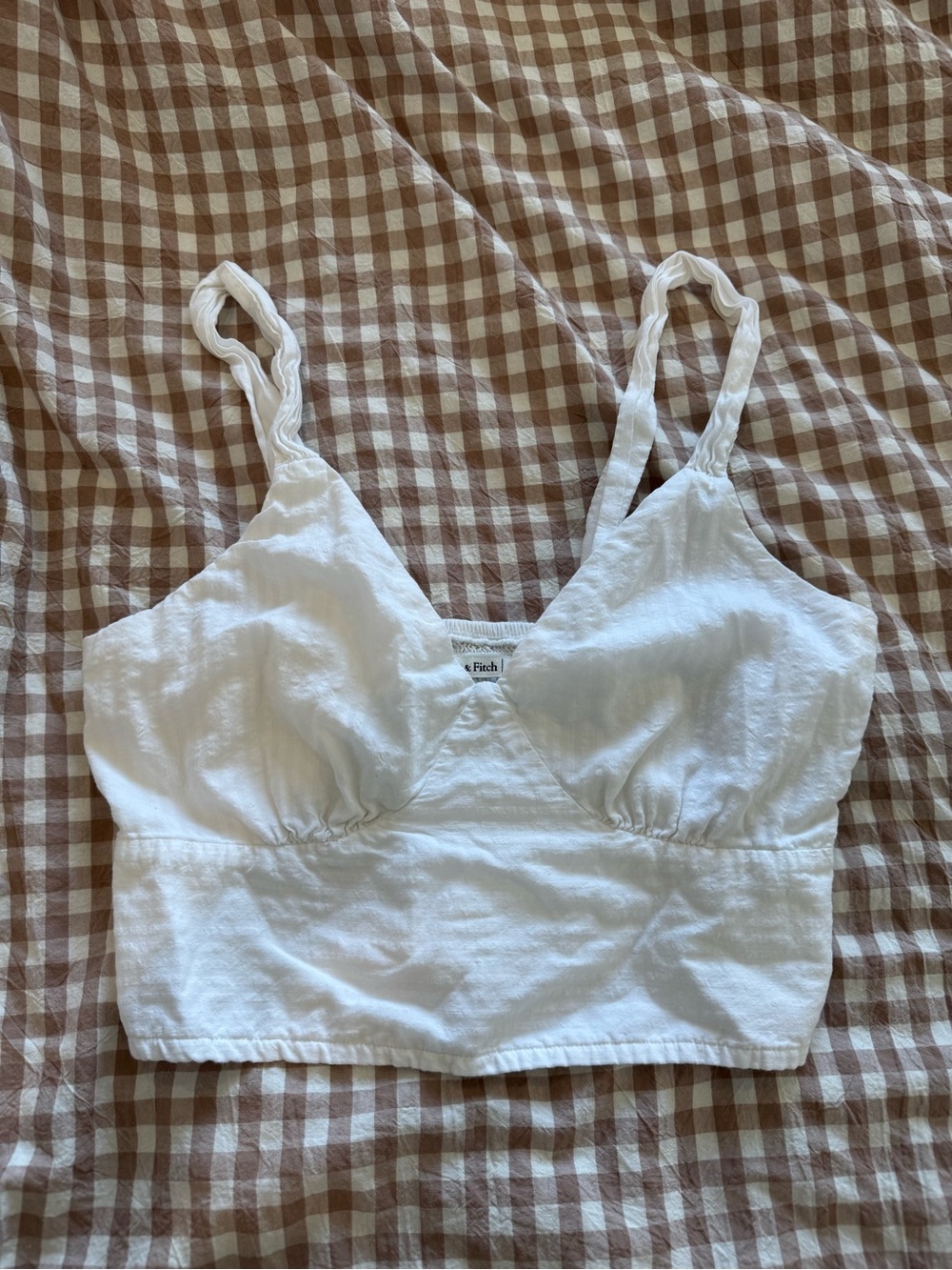 Abercrombie & Fitch White Linen-Blend Cropped Cami